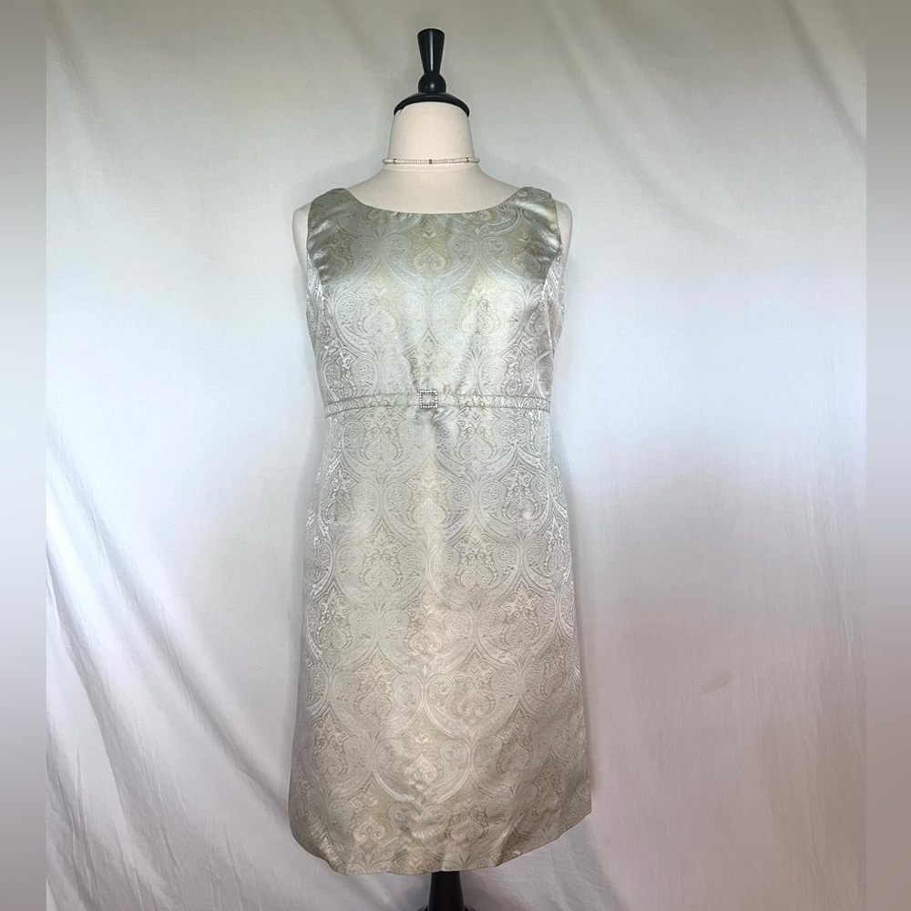 Amanda Smith 100% Silk Brocade Dress women’s plus size 16 NWT